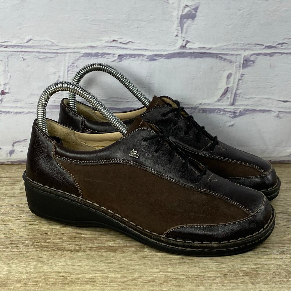 Finn Comfort Hanoi Brown Leather Oxford Shoes EU 37 US 6.5-7 Lace Up Sneakers
